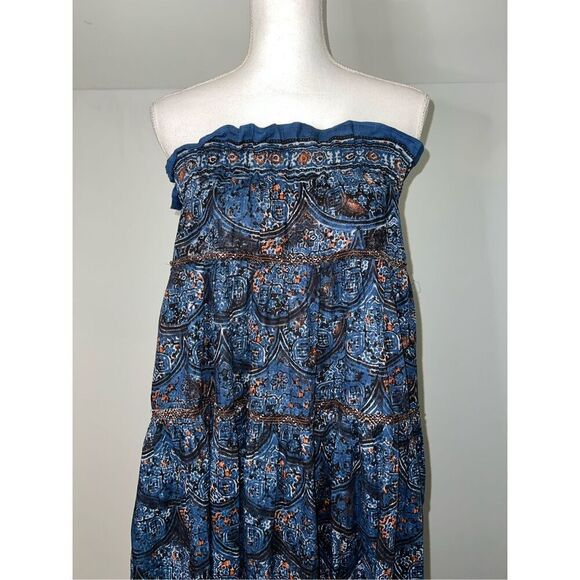 Women’s Free People Blue Smocked Maxi Dress L - Picture 3 of 13